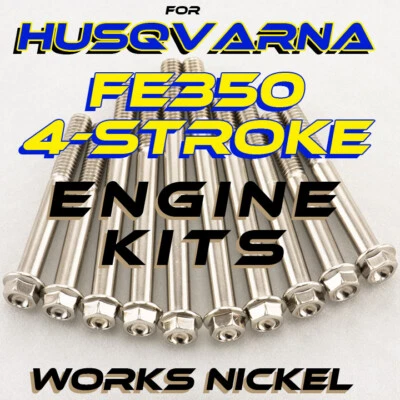 Works Nickel ENGINE Bolt Kit for 2017-2023 Husqvarna FE350 | Ti look - Image 1 of 4