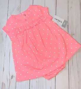 Carter’s Baby Girl One-Piece Sunsuit Bright Pink & Hearts Size - 3 Months - Picture 1 of 4