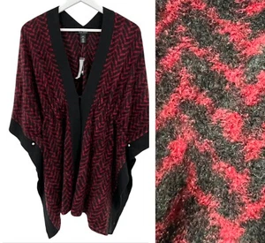 Poncho envolvente para mujer White House Black Market talla XS/S rojo negro Chevron difuso - Imagen 1 de 15