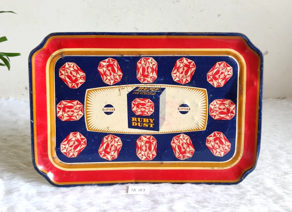 Vintage Lipton Tea Ruby Dust Advertising Tin Tray Retro Farm Decor Boho TR189 - Image 1 of 4