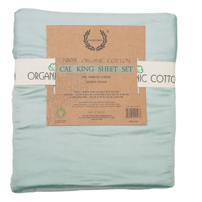 LaurelCrest 100% Organic Cotton Cal King Sheet Set 350 Thread Count Sateen Weave - Image 1 of 4