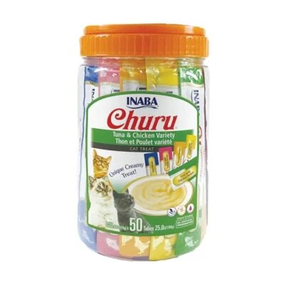 INABA Churu Cat Treats, Grain-Free, Lickable,  Assorted Flavor Names , Sizes  - Image 1 of 4