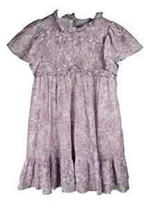 Janie and Jack Floral Toile gesmoktes lila Kleid Mädchen Größe 7 Cottagecore - Bild 1 von 10