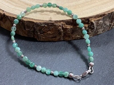 Außergewöhnliches Armband mit polierten 3 mm-Button aus Smaragd in Natur! - Bild 1 von 4