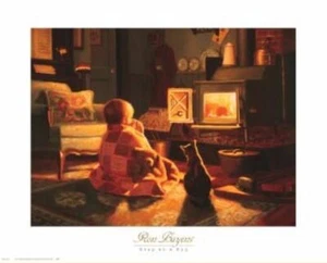 Snug as a Bug by Ron Bayens Art Print Cat Kitten Child Children Poster 30x24 - Picture 1 of 1