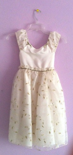 OFF WHITE Abito pasquale vestito bambina fiori tg 10 nuovo con etichetta marmellata bianco sporco ricamo oro