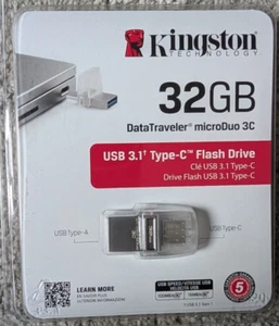 Kingston - DTDUO3C - 32GB Data Traveler Micro Duo 3C USB 3.0 Drive 100MB/s - Picture 1 of 2
