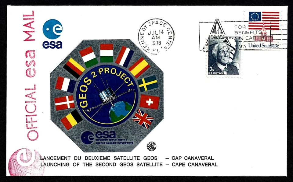 USA, SCOTT # 1622 & 1280, GEOS 2 PROJECT SATELLITE ESA SPACE AGENCY 1978 COVER - Image 1 of 1