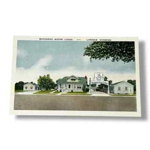 Postkarte Buckaroo Motor Lodge Laramie Wyoming um 1951 Leinenkarte D128 - Bild 1 von 2