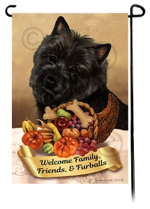 Thanksgiving Garden Flag - Black Cairn Terrier 031 - Picture 1 of 1