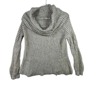 Cottagecore Grobstrick Wasserfallausschnitt Pullover beige hellbraun kuscheliger Winterpullover Gr. M - Bild 1 von 7