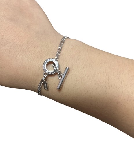 COACH Bracciale Firma Argento Lucido Catena Autentica