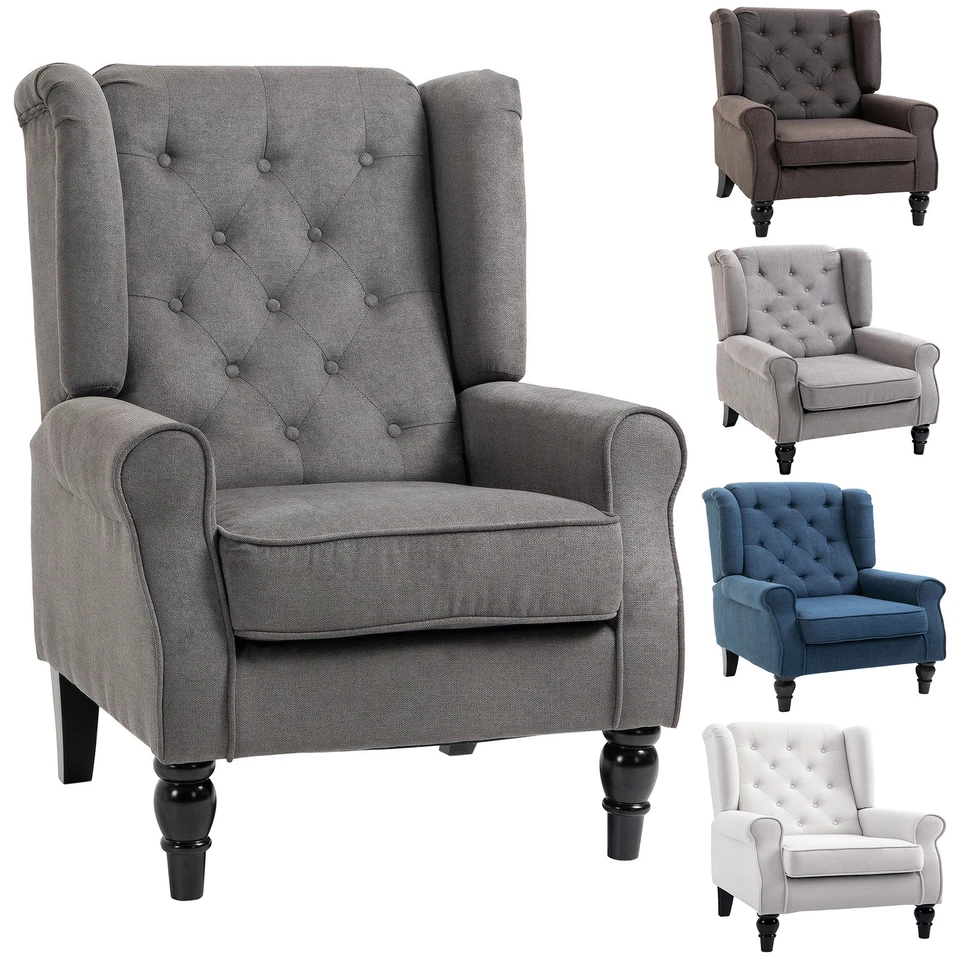 HOMCOM Poltrona in Stile Francese con Ampia Seduta Imbitutura Ignifuga - Immagine 1 di 1