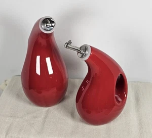 Rachael Ray rot glasierte Keramik EVOO Essig Spender Flaschen Neu ohne Verpackung - Bild 1 von 3