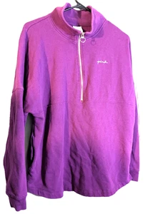 Victoria's Secret Pink Damen lila bestickt 1/4 Reißverschluss Pullover Shirt gebraucht - Bild 1 von 5