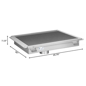 18" x 24" Stainless Steel Floor Trough Drain, 14-Gauge with Subway-Style Grating - Picture 1 of 9