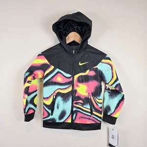Nike Little Kids Size M/6 Max Volume Windrunner Jacket Hot Punch Full Zip Hood - Picture 1 of 4