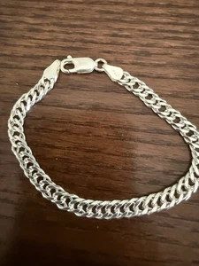 Italienisches Sterlingsilber Doppelgliederarmband 6 7/8 Zoll lang. 7,9g - Bild 1 von 4