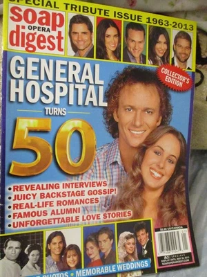 SOAP OPERA DIGEST 2013 GENERAL HOSPITAL 50 YEARS TRISTAN ROGERS, GENIE FRANCIS - Image 1 of 4