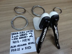 NEW + NOS  WHITE SRAM APEX  10 x 2 speed SHIFTERS + NEW CABLES + NEW  (2) - Picture 1 of 7