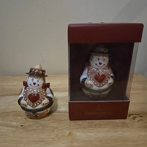 2x Caja de baratijas vintage de muñeco de nieve de Navidad de porcelana Villeroy & Boch - Imagen 1 de 8