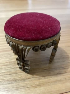 Small Red Plush Cushion Foot Stool Ottoman Chair Doll Sized Furniture - Picture 1 of 21