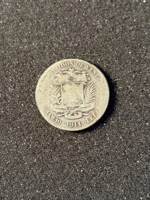 Moneda 2 Bolívares Venezuela 1911 Dos Bolívares .835 Moneda Plata Usada Circulada  Foto 1 de 4
