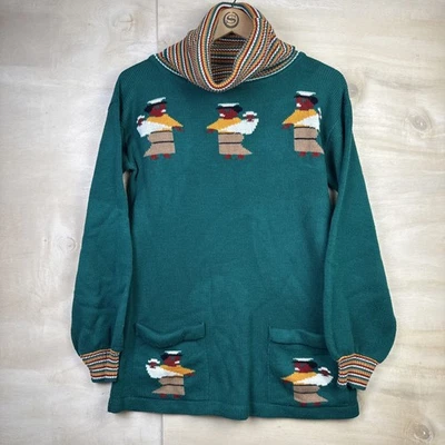 Vintage Women's 70s Catalina Turtleneck Acrylic Native Pocket Sweater Sz Medium - Image 1 of 4