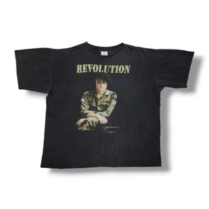 Vintage John Lennon Revolution Faded Distressed Black 90's T-Shirt Men's XL - Picture 1 of 14