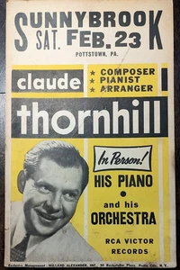 Vintage Claude Thornhill Jazz Legende Poster Sunnybrook Ballsaal Pottstown PA 22" - Bild 1 von 1