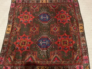 Vintage Liz Claiborne Silk Brown, Green, Red, Blue Aztec-Square Scarf-30 x 30.5 - Picture 1 of 17