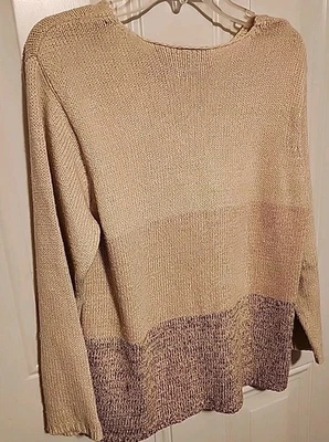 Liz Claiborne Sport  M Petite 53% Silk Sweater Neutral VNeck - Image 1 of 4