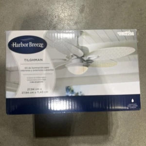 HARBOR BREEZE TILHMAN Ceiling Fan 2-Light KIT LED Frosted Glass WHITE WICKER NEW - Picture 1 of 4