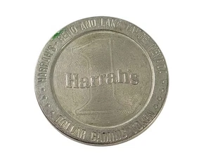 Harrah's $1 Reno Lake Tahoe Nevada Casino Slot Gaming Token Nickel - Picture 1 of 2