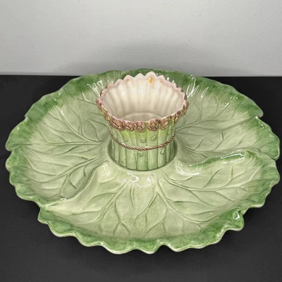 Bandeja de inmersión vintage de espárragos Fitz and Floyd 1985 plato estilo mayólica Foto 1 de 4