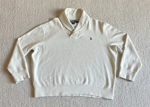 Polo Ralph Lauren Uomo Lusso Scialle-Collo Pullover Taglia XXL Crema, Estate Rib - Foto 1 di 6