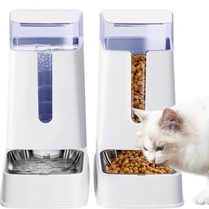 Automatic Cat Feeder and Cat Water Dispenser Set with Stainless Steel Bowls G... - Picture 1 of 7