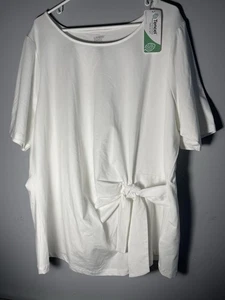 Lands' End Women's Lightweight Jersey Tie Front Top -White - Plus Size 3X - Picture 1 of 6