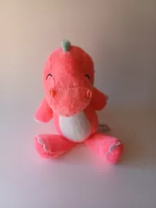 Carter's Neon Pink Dinosaur Dino Plush Stuffed Lovey Green Spikes 2014 #60106 - Picture 1 of 4