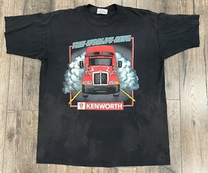 Vintage 80s Kenworth Holoubek Trucking 3D Black Faded Shirt - Picture 1 of 4