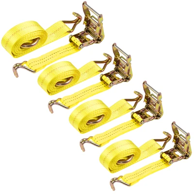LITELER 4X New 1.5" x 15' 4400 lb Ratchet Straps J Hook Heavy Duty Tie Downs