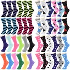 Lot 12 Pairs Cotton Womens Girl Argyle Stripe School Casual Crew Socks Size 9-11