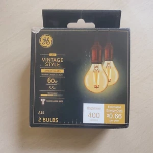 GE vintage style amber glass light 2 bulbs 60 watts - Picture 1 of 3