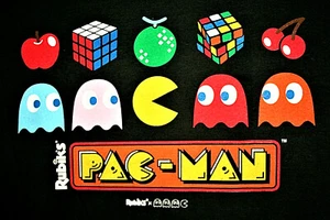 Retro Look Rubik's Cube PAC-MAN Video / Arcade Game 2020 T-Shirt New Men's Lg - Picture 1 of 3