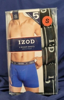 Izod 5 Pk Boxer Briefs w/Fly Pouch S Solid Black Asst Gray Super Soft SHIPS FREE - Image 1 of 4