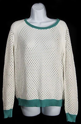 Cotton Addiction Women's Cotton Open Knit Long Sleeve Pullover Sweater White, L Foto 1 de 2