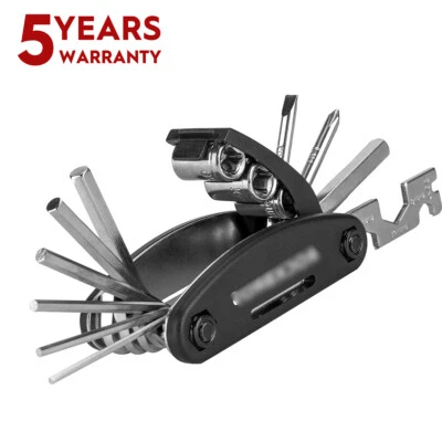 Ferramenta de reparo de bicicleta bolso de bicicleta multifuncional 16 em 1 ferramenta dobrável kit preto - Imagem 1 de 4