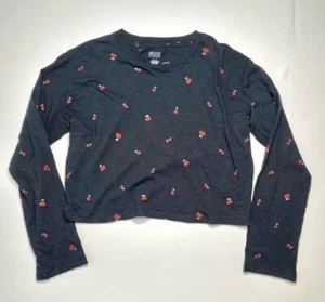 Victoria Secret PINK Shirt Crop Top Women Medium Crew Neck Long Sleeve - Picture 1 of 2