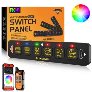 Panel de interruptores RGB de 6 velocidades AUXBEAM AS-600 con aplicación Bluetooth y caja de control remoto - Imagen 1 de 12