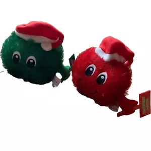 2pc G&R Plush Ball Holiday Frosty Snowman Santa Claus Hat Xmas Stocking Stuffer - Picture 1 of 3